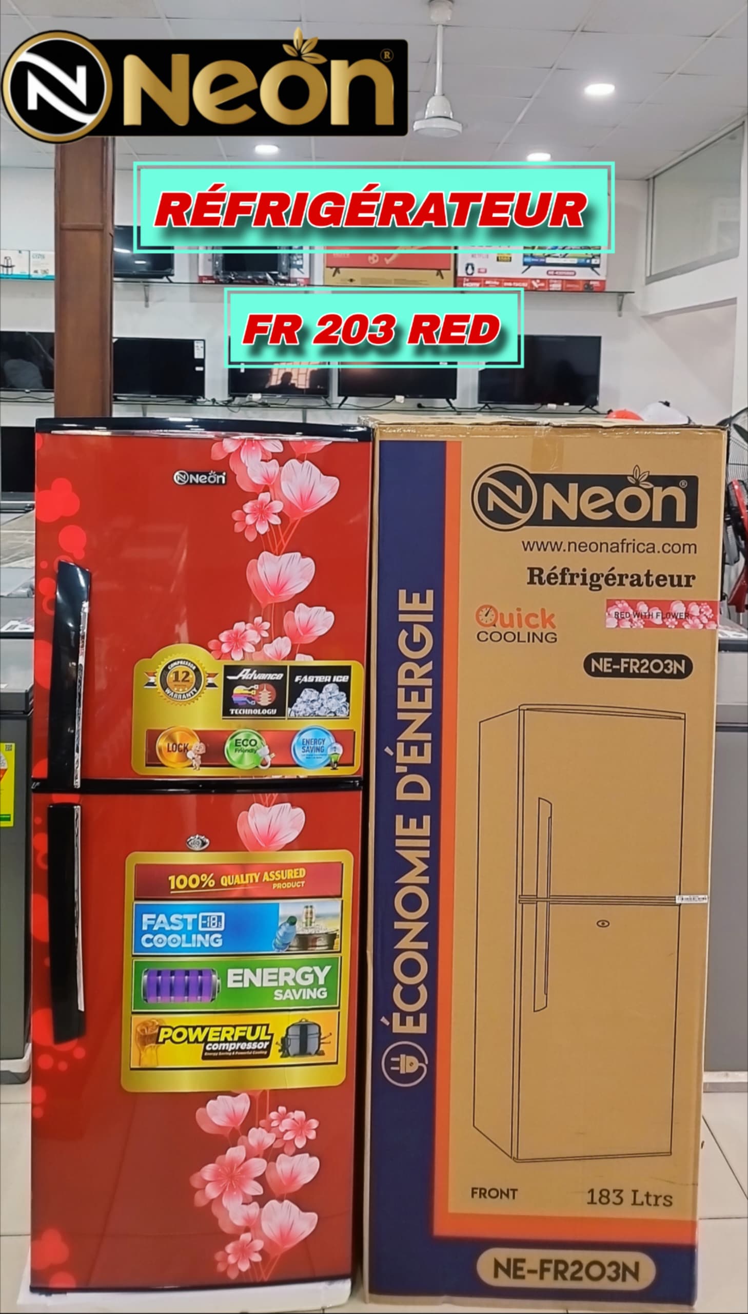 NEON REFRIGERATEUR 203 RED